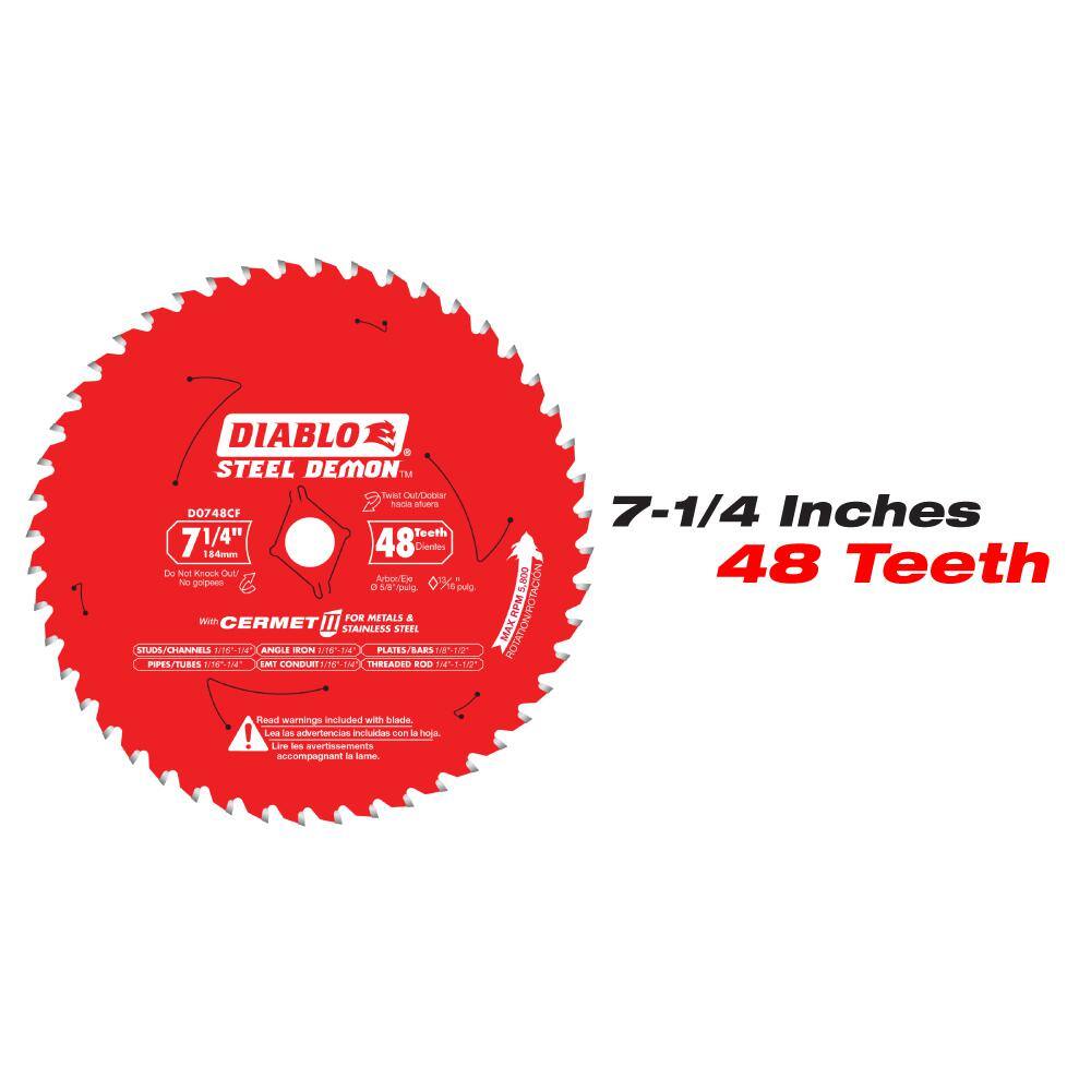 DIABLO 7-14 in. x 36-Tooth Wood and Metal and 7-14 in. x 48-Tooth Cermet II Metals and Stainless Steel Saw Blades (2-Blades) D0736GP0748CF2G