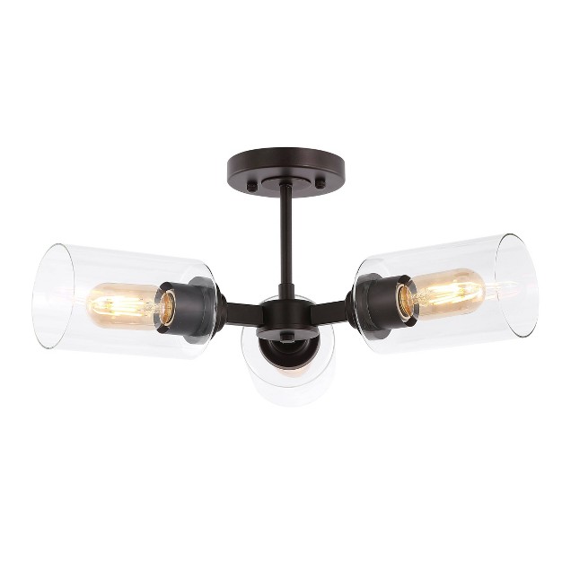 Led 3 light Jaymes Industrial Pendant Oil Rubbed Bronze clear Eco friendly Edison style Low Ceiling Compatible Jonathan Y