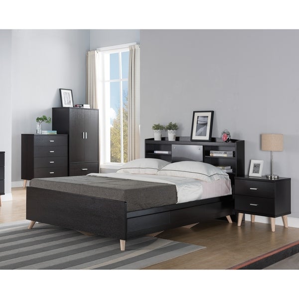 DH BASIC Contemporary Cappuccino Storage Headboard by Denhour - - 20363779