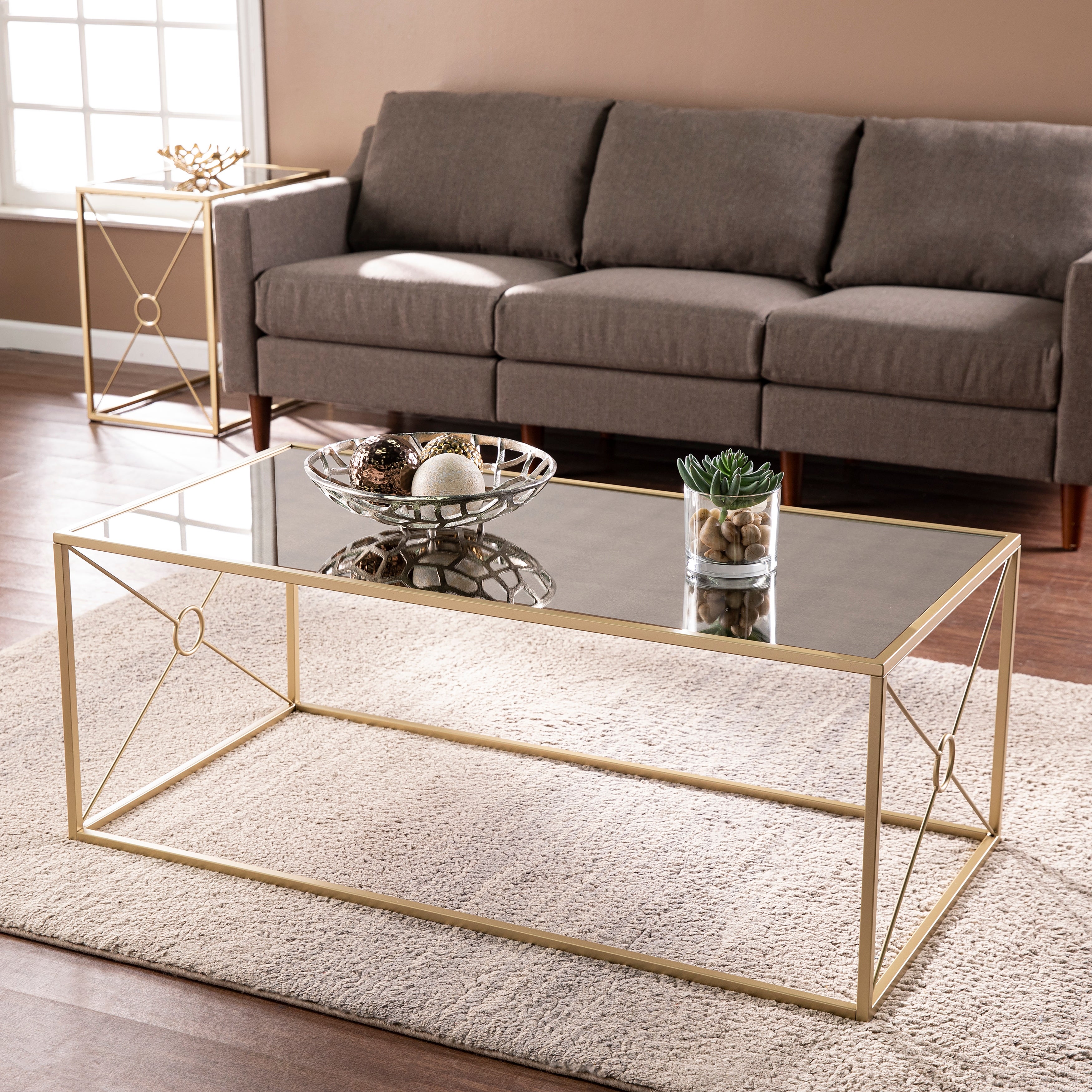 SEI Furniture Lanfranco Transitional Gold Metal Coffee Table