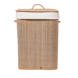 Vintiquewise Rectangle Mendong Bamboo Laundry Hamper with Lid and Handles for Easy Carrying QI004430-G_SQ