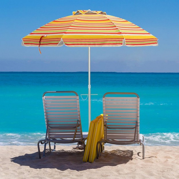 6 5 x27 X 6 5 x27 Portable Sunshade Beach Umbrellas With Tilt Aluminum Pole And Carrying Bag Orange Wellfor