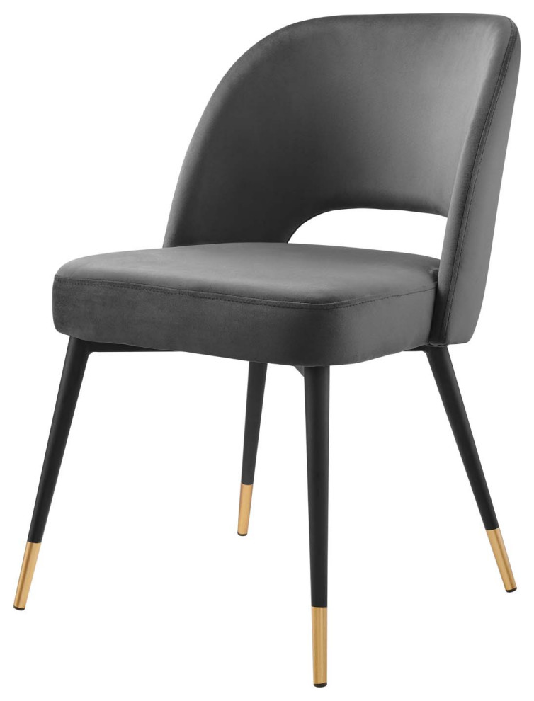 Side Dining Chair  Set of 2  Velvet  Dark Gray  Modern  Bistro Restaurant   Midcentury   Dining Chairs   by House Bound  Houzz