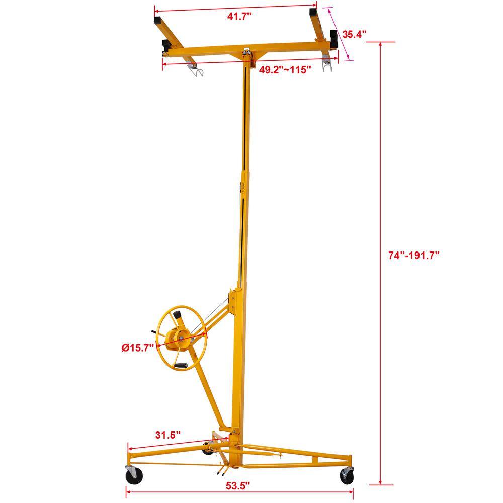 Amucolo 16 ft. Yellow Drywall Panel Hoist Drywall Lift Rolling Panel Hoist Jack Lifter YeaD-CYD0-BZ7X