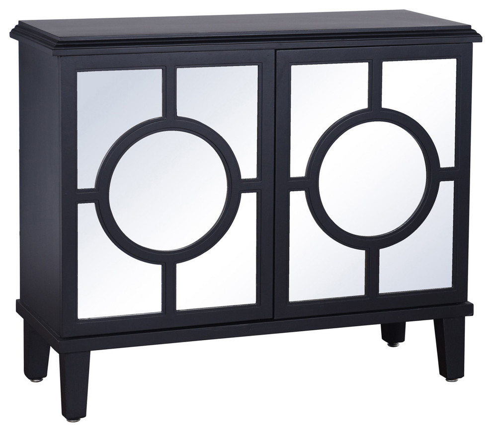 Hollywood Cabinet Two Circle Patterned Doors Black Finish   Transitional   Accent Chests And Cabinets   by StyleCraft  Houzz