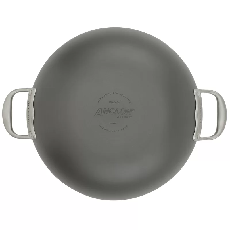 Anolon 81389 Allure Hard Anodized Nonstick Wok/Stir Fry Pan， 12 Inch， Dark Gray