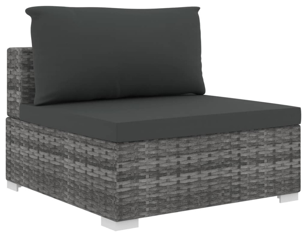 vidaXL Patio Furniture Set 12 Piece Sofa Set with Coffee Table Rattan Gray   Tropical   Outdoor Lounge Sets   by vidaXL LLC  Houzz