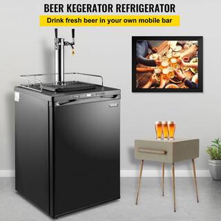 VEVOR 43 gal. Double Taps Stainless Kegerators Beer Dispenser Refrigerator with Complete Accessories in Black PJLZFPJHSSTMCH30TV1