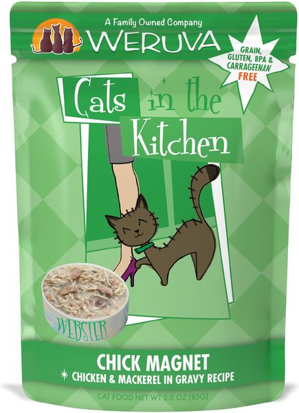 Weruva Cats in the Kitchen Chick Magnet Chicken and Mackerel Recipe Grain-Free Cat Food Pouches