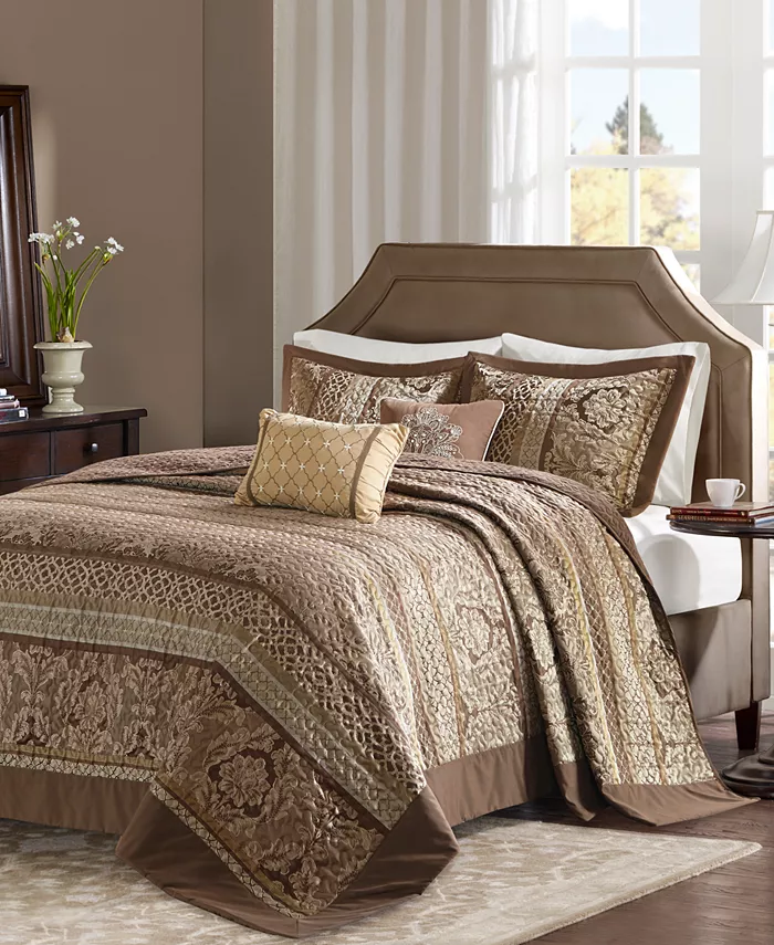 Madison Park Bellagio Quilted 5-Pc. Bedspread Set， Queen