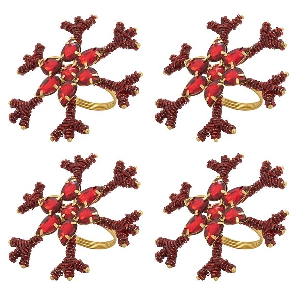 Beaded Napkin Rings With Snowflake Design (Set of 4)