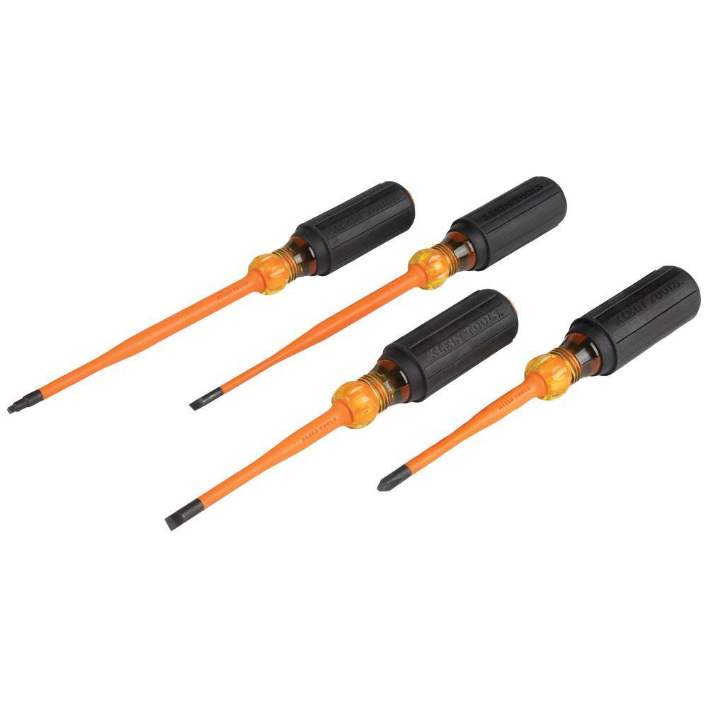 Klein Tools Screwdriver Set Slim-Tip Insulated Phillips Cabinet Square 4-Piece 33734INSR