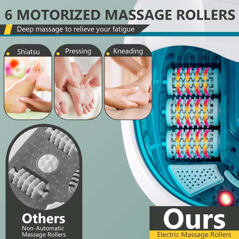 Heated Foot Spa Bath Massager with Bubbles & Rollers, Electric Foot Soaker Tub for Fatigue Release