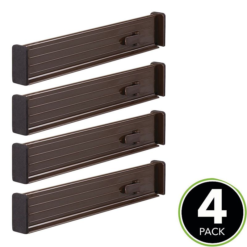 mDesign Expandable Adjustable Dresser Drawer Divider， Foam Ends， 4 Pack