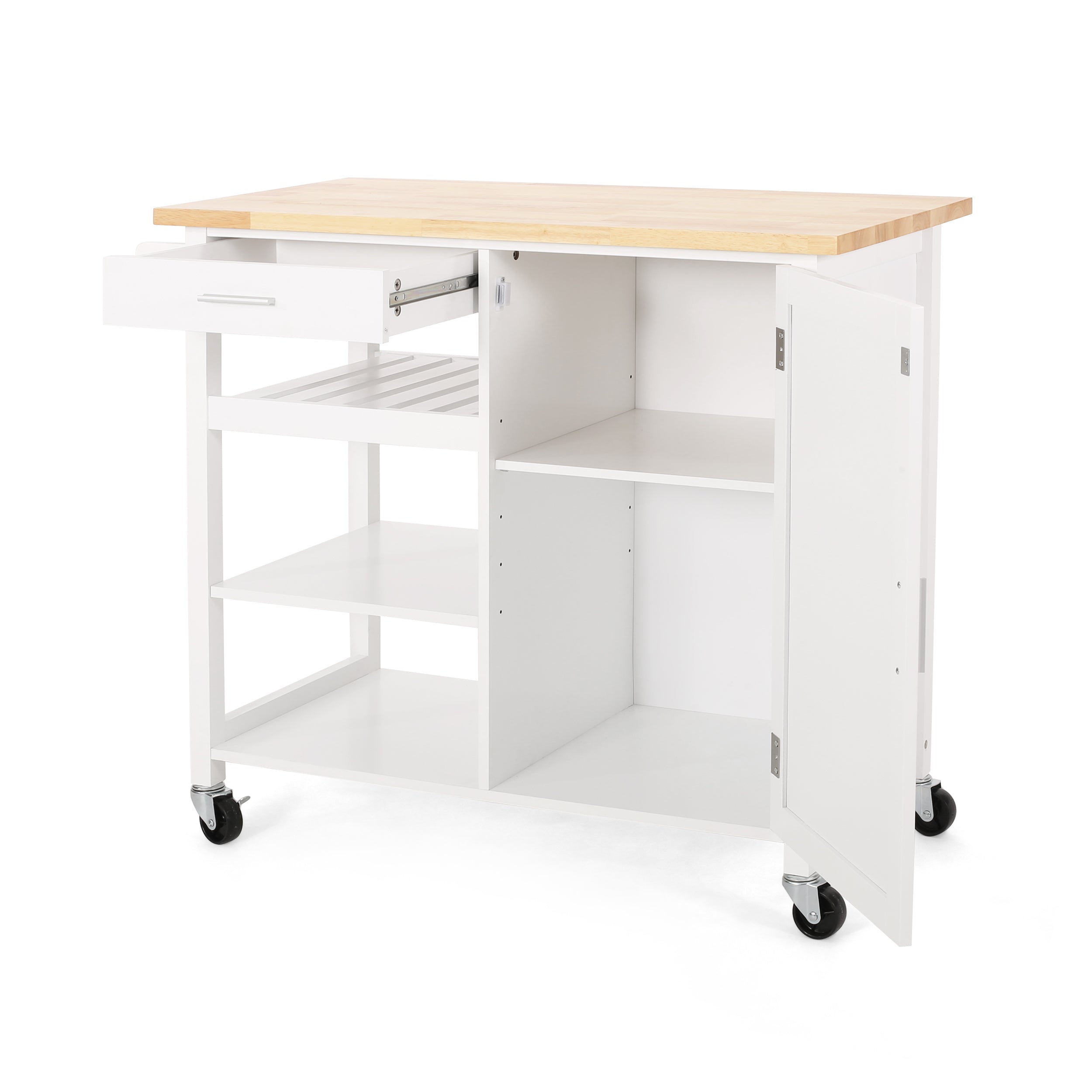 Carmelina Contemporary Kitchen Cart with Wheels