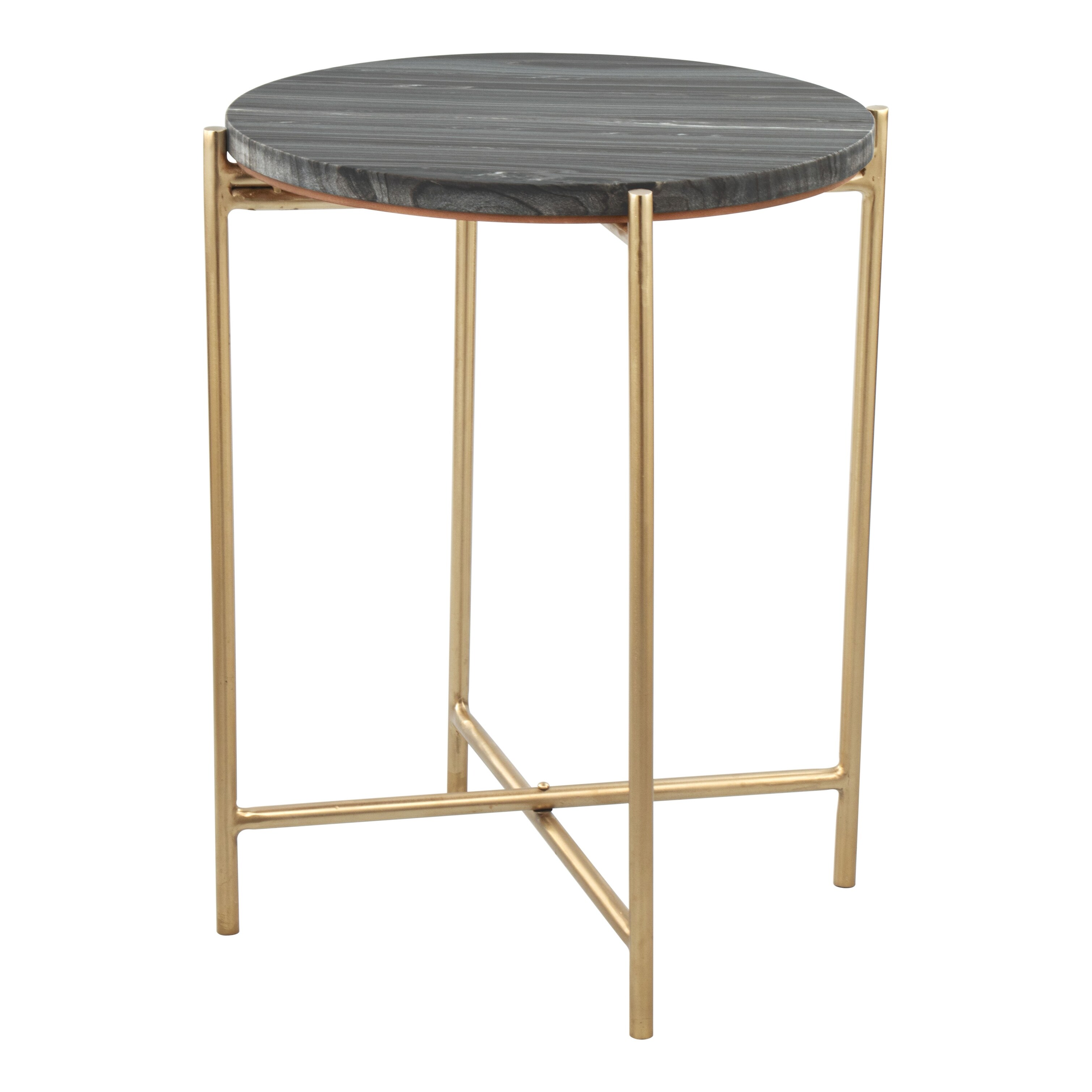 David Side Table Gray and Gold - 17.7