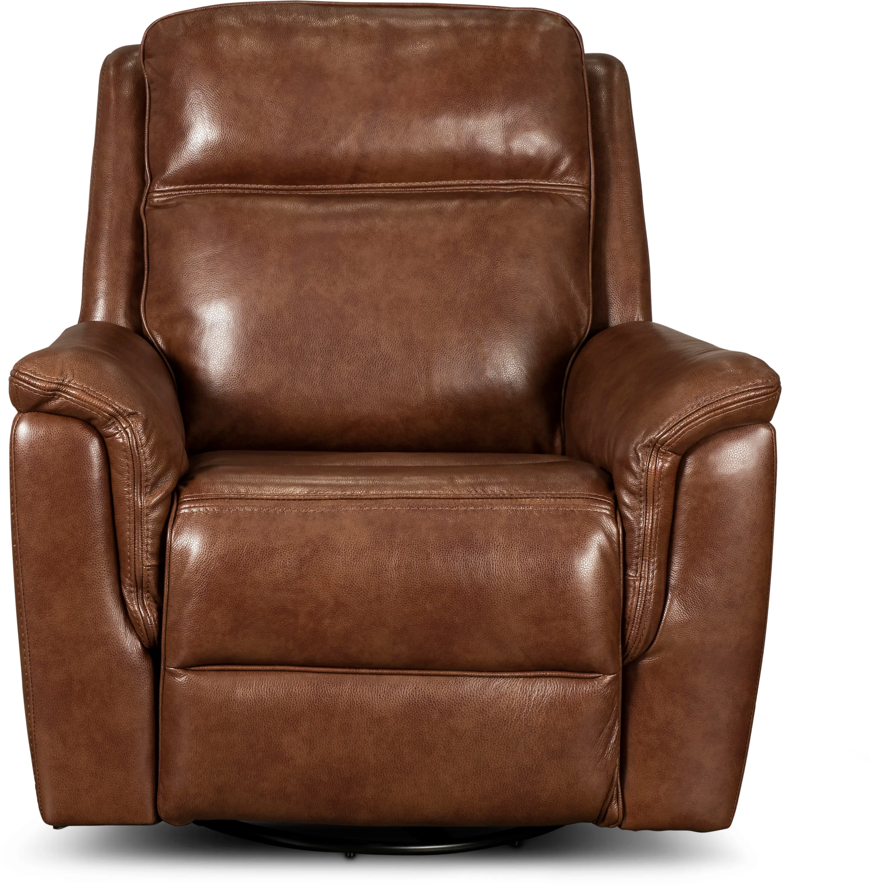 Kobe Brown Leather-Match Gliding Swivel Power Recliner