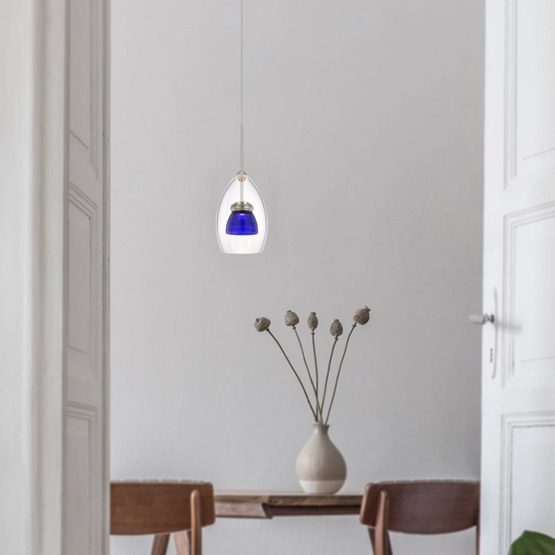 Integrated Led Dimmable Double Glass Mini Pendant Blue Cal Lighting