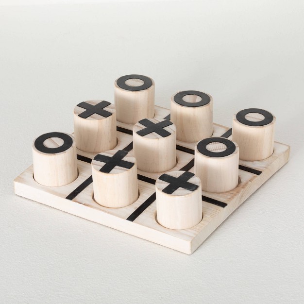 X 9 5 quot Wood Block Tic Tac Toe Game