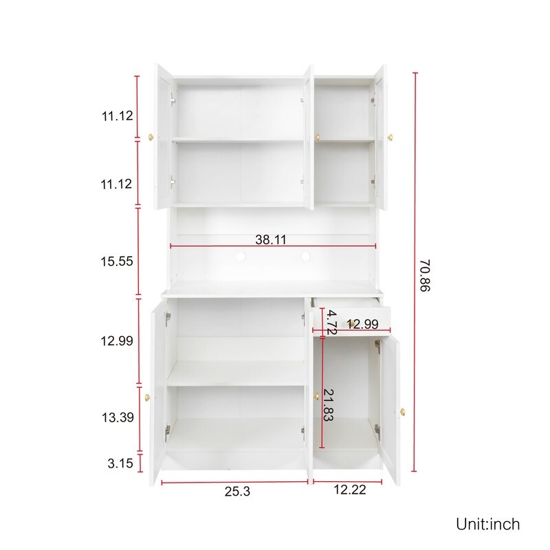 Kitchen Pantry Cabinet Storage Hutch with with 1 Drawer