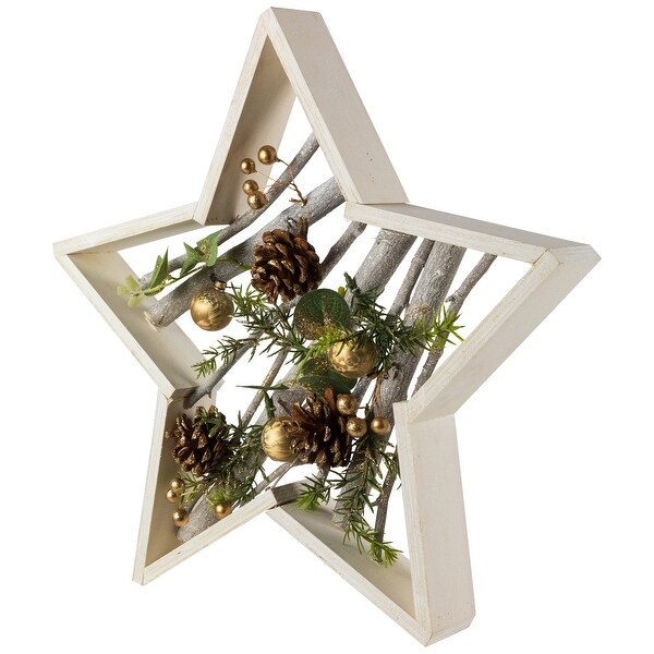 Pinecones and Berries Star Shaped Wooden Christmas Decoration