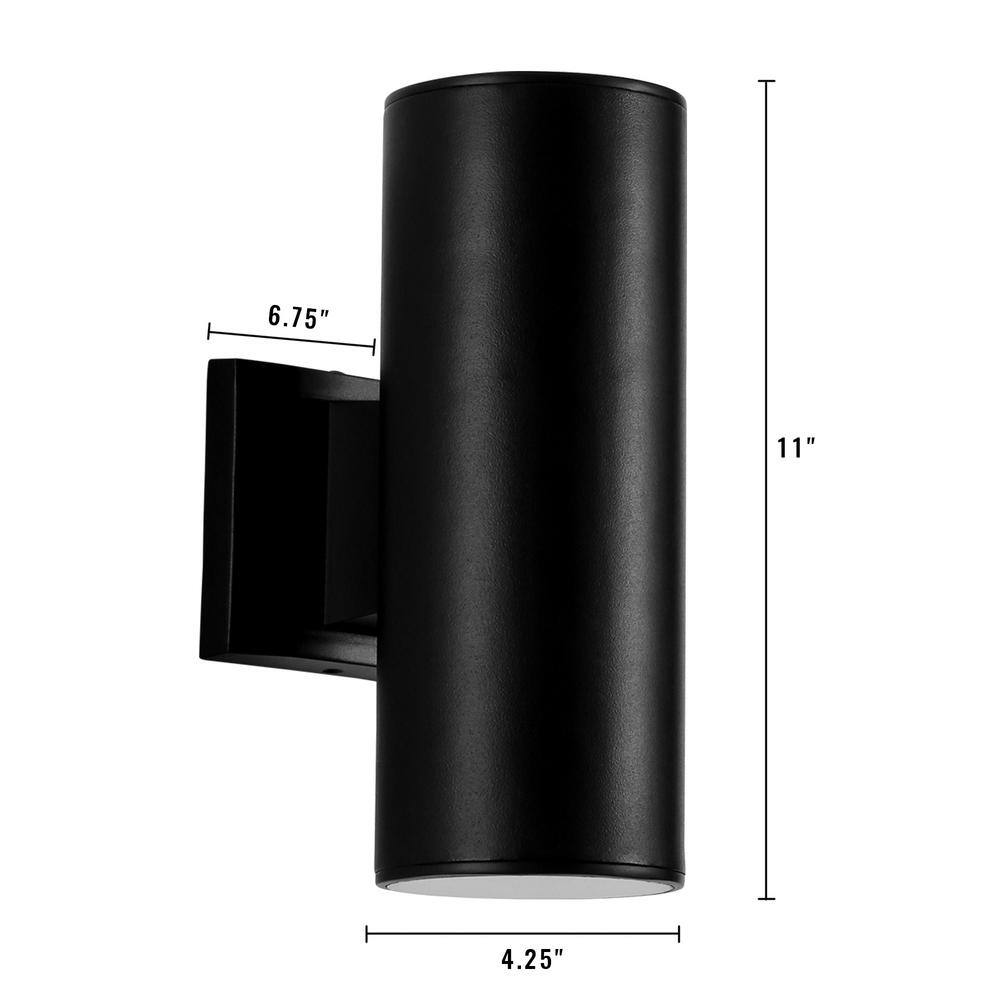 Cedar Hill 11 in. Cylinder Black LED Outdoor Wall Sconce 106002