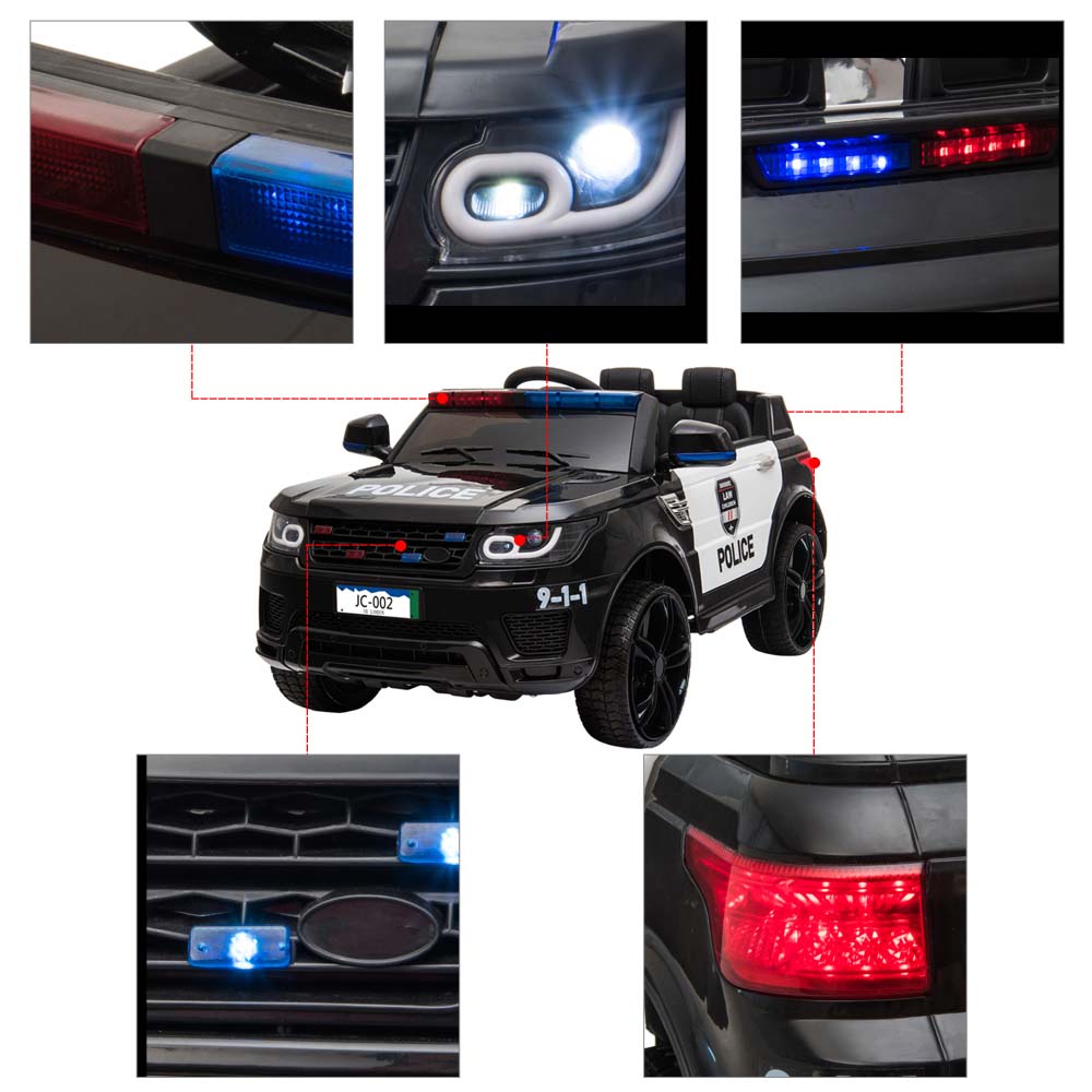 Yescom 12V Ride On Police Car Remote Control Headlights & MP3