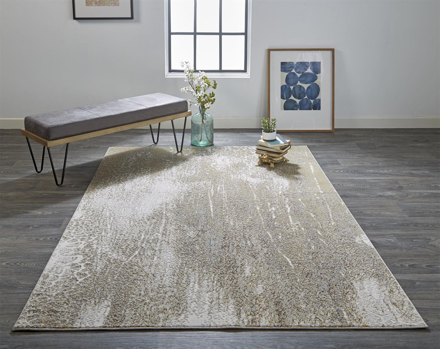 Tripoli Ivory and Gold Rug by BD Fine