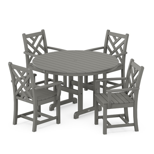 POLYWOOD Chippendale 5Piece Round Farmhouse Dining Set