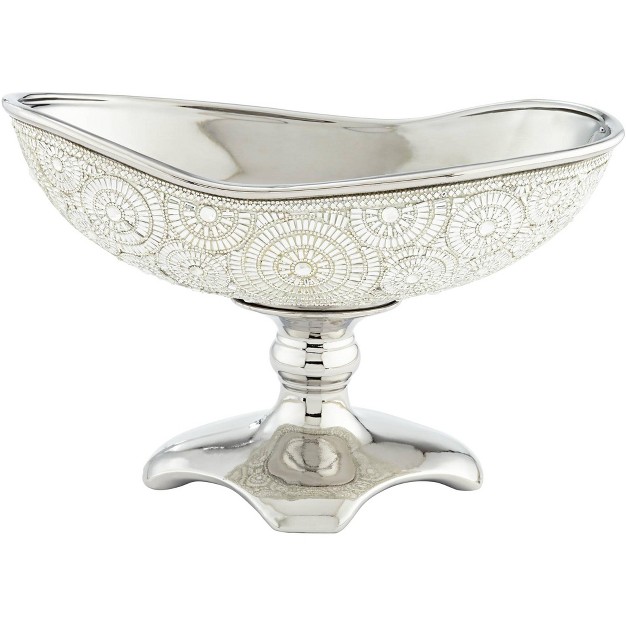 Dahlia Studios Circle Bling Silver Plating Ceramic Fruit Bowl