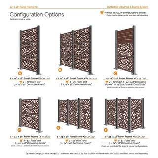 OUTDECO 48 in. x 24 in. Black Galvanized Steel Privacy Panel Frame Kit (Fits Design-Vu and Modinex 2x4 Panels) ODCC24