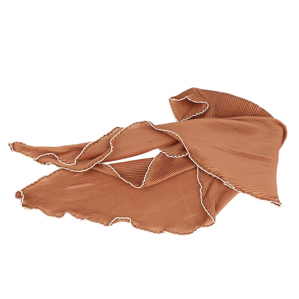 Women's Chiffon Triangle Scarf Goffered Elastic Cozy Scarves Solid Khaki