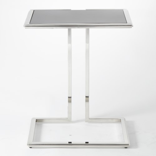 Minimalist Silver Accent Side Table  24 quotGranite Cantilever Black Accent   Contemporary   Side Tables And End Tables   by My Swanky Home  Houzz