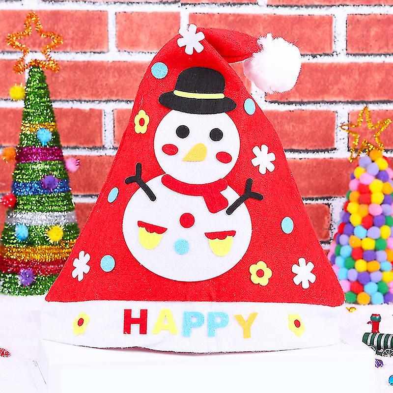 Felt Christmas Craft Nonwoven Fabric Cute DIY Felt Christmas Sewing Craft Ornament Handmade Toy Hat (Snowman)