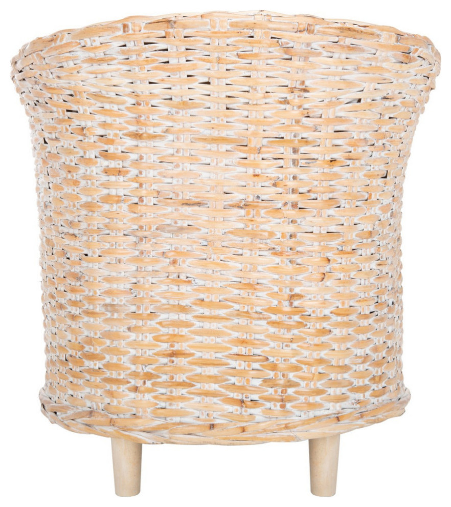 Naomi Rattan Barrel Chair Natural Whitewash/ White   Modern   Armchairs And Accent Chairs   by Virgil Stanis Design  Houzz