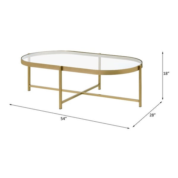 Oval Glass Coffee Table with Gold Finish