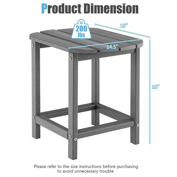 Costway 18'' Patio Adirondack Side Table Weather Resistant HDPE Garden