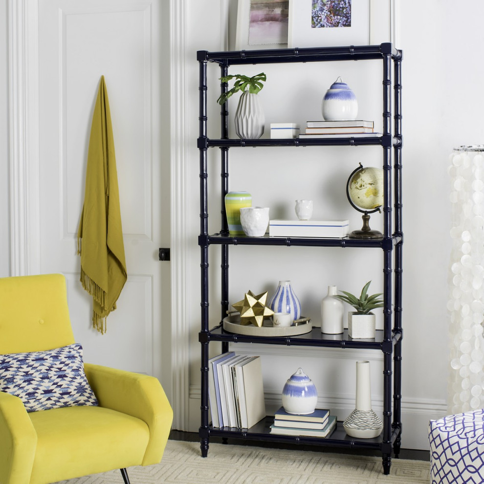 Shem 4 Tier Etagere/Bookcase  Navy   Asian   Bookcases   by Rustic Home Furniture Deco  Houzz