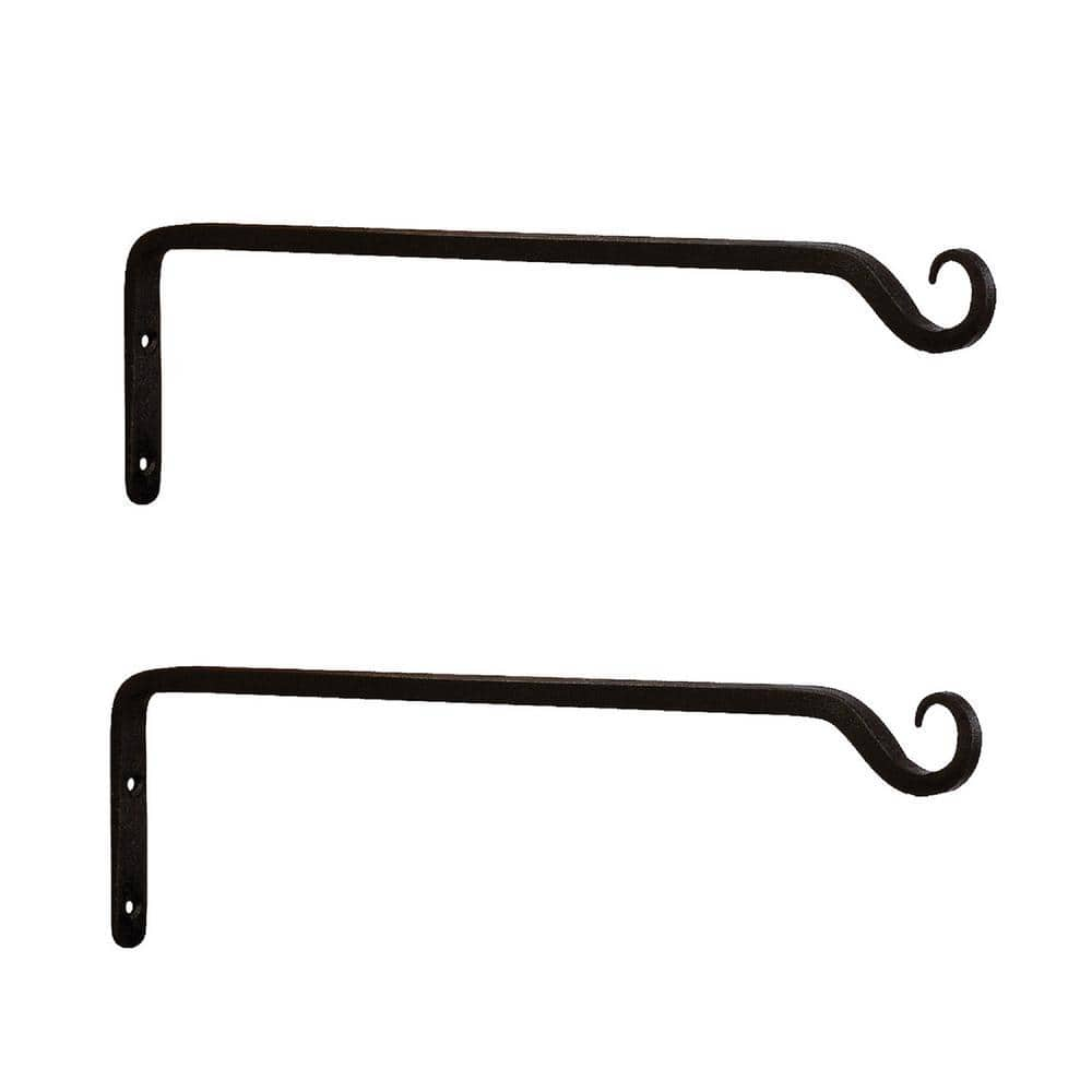 ACHLA DESIGNS 4 in. H Black Powder Coat Metal Straight Up Curled Wall Bracket Hooks (Set of 2) TSH-10-2