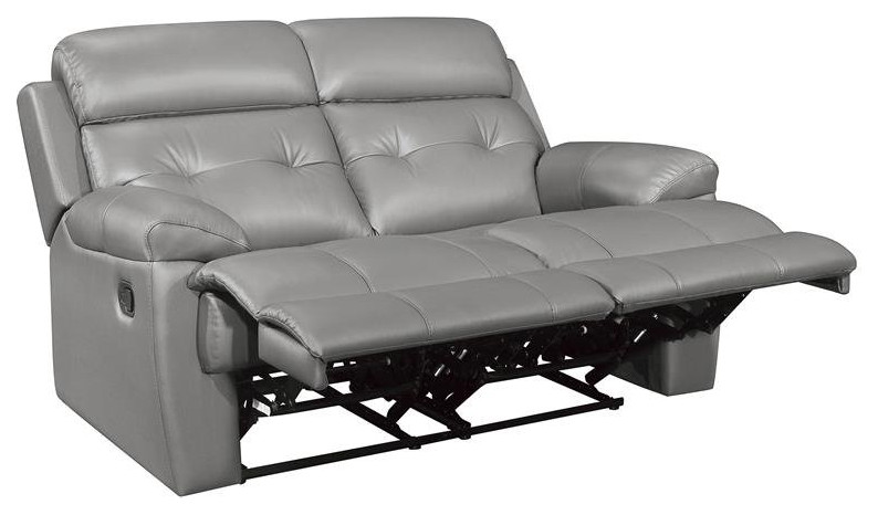 Lexicon Lambent Modern Leather Double Reclining Love Seat in Gray   Contemporary   Loveseats   by Homesquare  Houzz