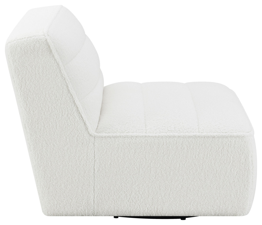 Cobie Upholstered Swivel Armless Chair Natural   Modern   Armchairs And Accent Chairs   by Modon  Houzz