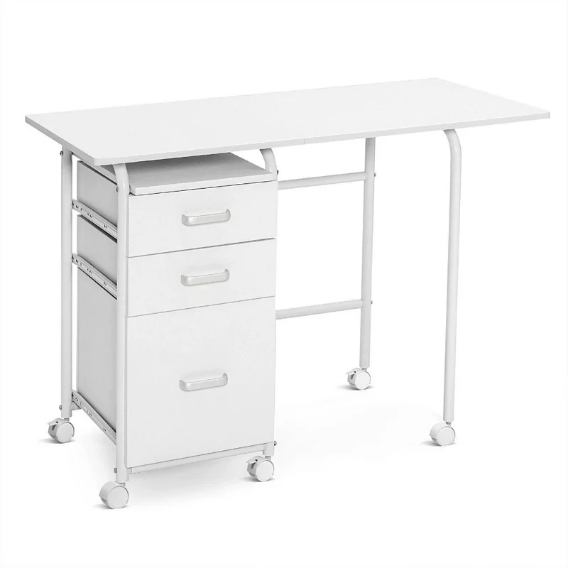 Folding Computer Laptop Desk Wheeled Home Office Furniture