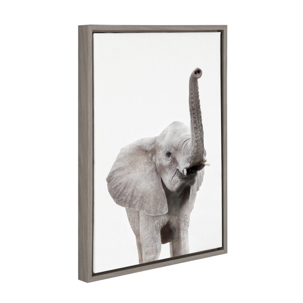 X 24 quot Sylvie Young Elephant Framed Canvas By Amy Peterson Gray Kate And Laurel