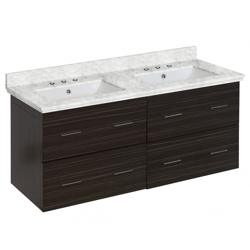 47.5 in. W Wall Mount Dawn Grey Vanity Set For 3H8 in. Drilling Bianca Carara Top White UM Sink