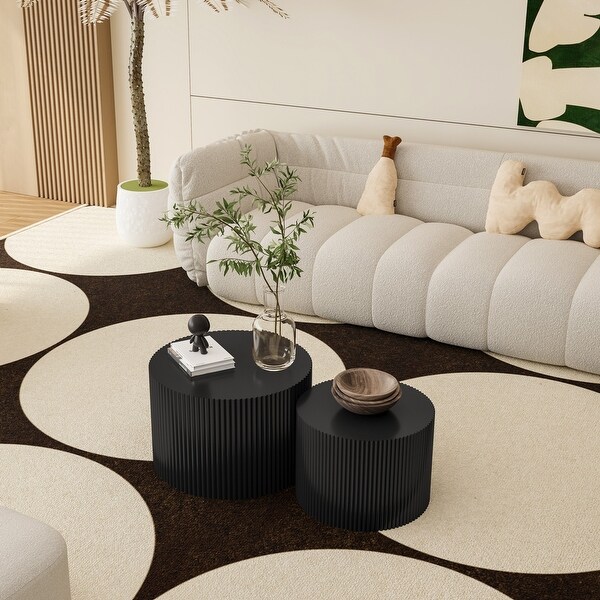 Wave Stripe Nesting Coffee Table Set for Living Room