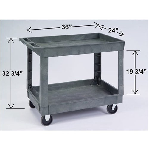 Lakeside 2523 Deep-Well Two-Shelf Plastic Utility Cart， 500 lb. Capacity， 40-1/4