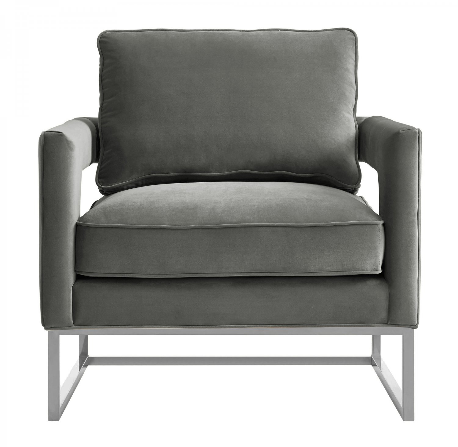 TOV Furniture Avery Grey Cushioned Velvet Chair - Silver Frame