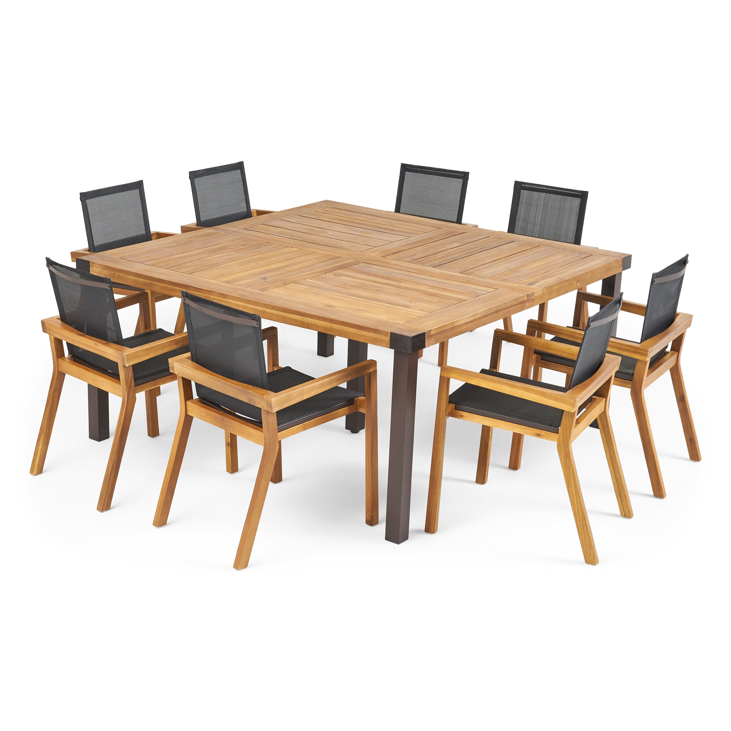 Shamel Outdoor 8 Seater Acacia Wood Dining Set