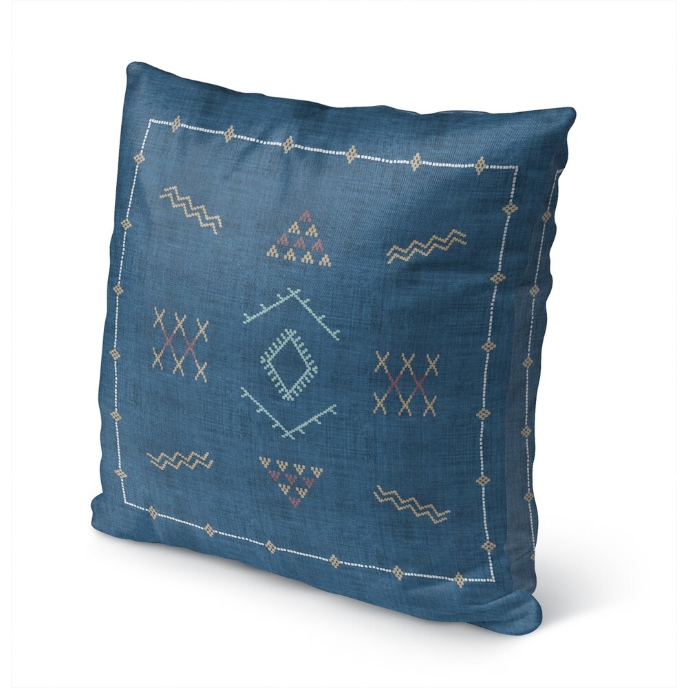 MARRAKESH KILIM INDIGO IndoorOutdoor Pillow By Kavka Designs   18X18