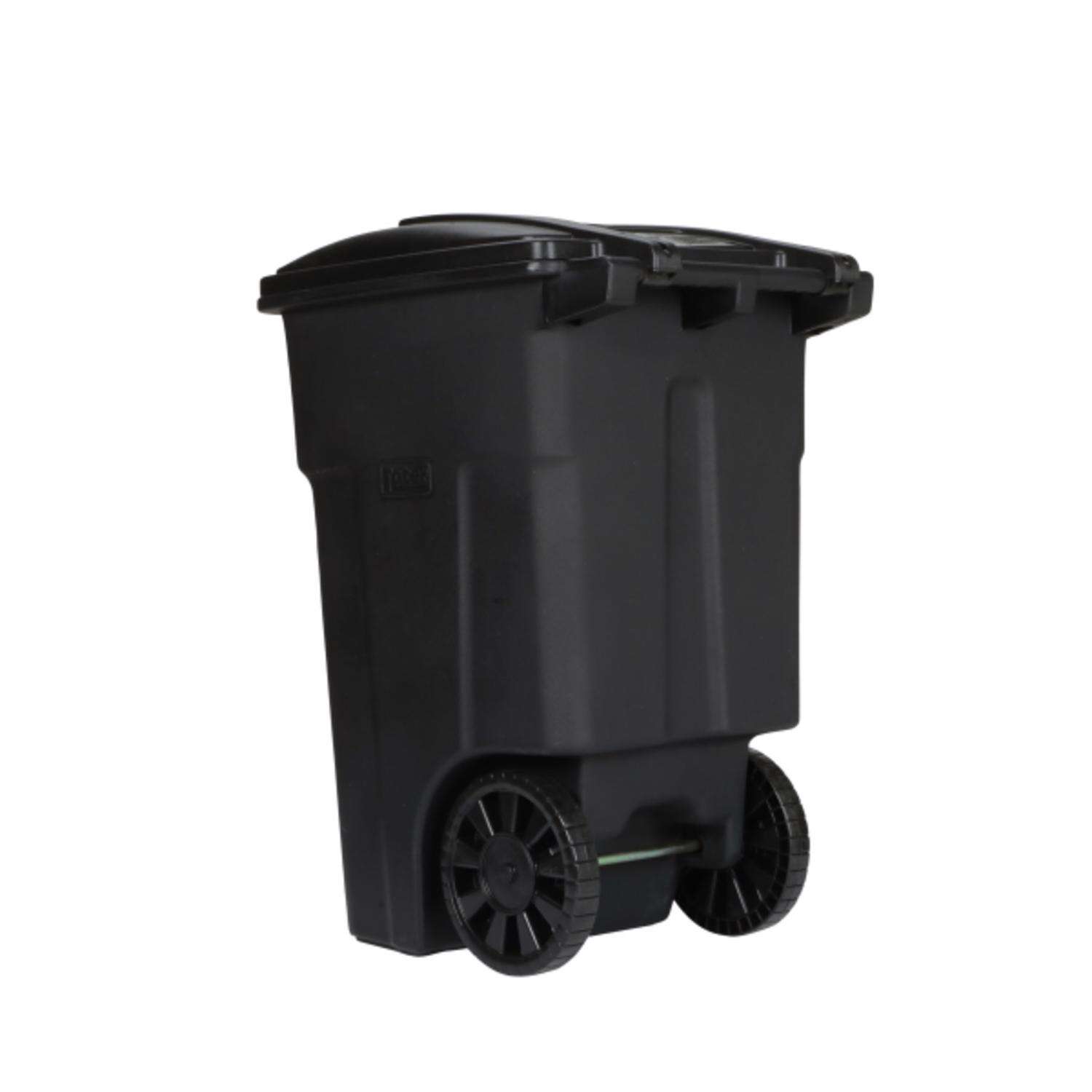 Toter 48 gal Black Polyethylene Wheeled Garbage Can Lid Included